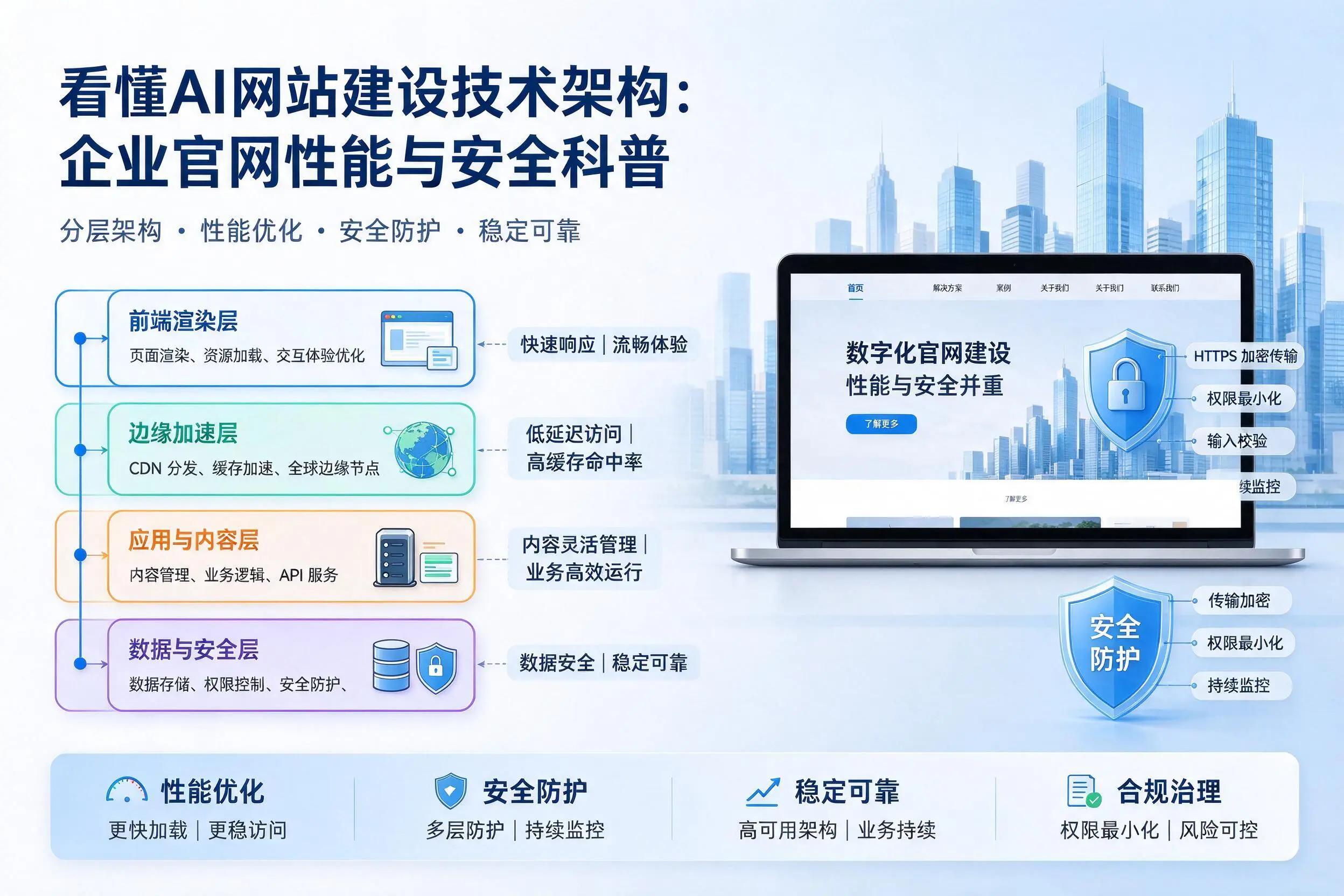 看懂AI网站建设技术架构:恩施企业官网性能与安全科普