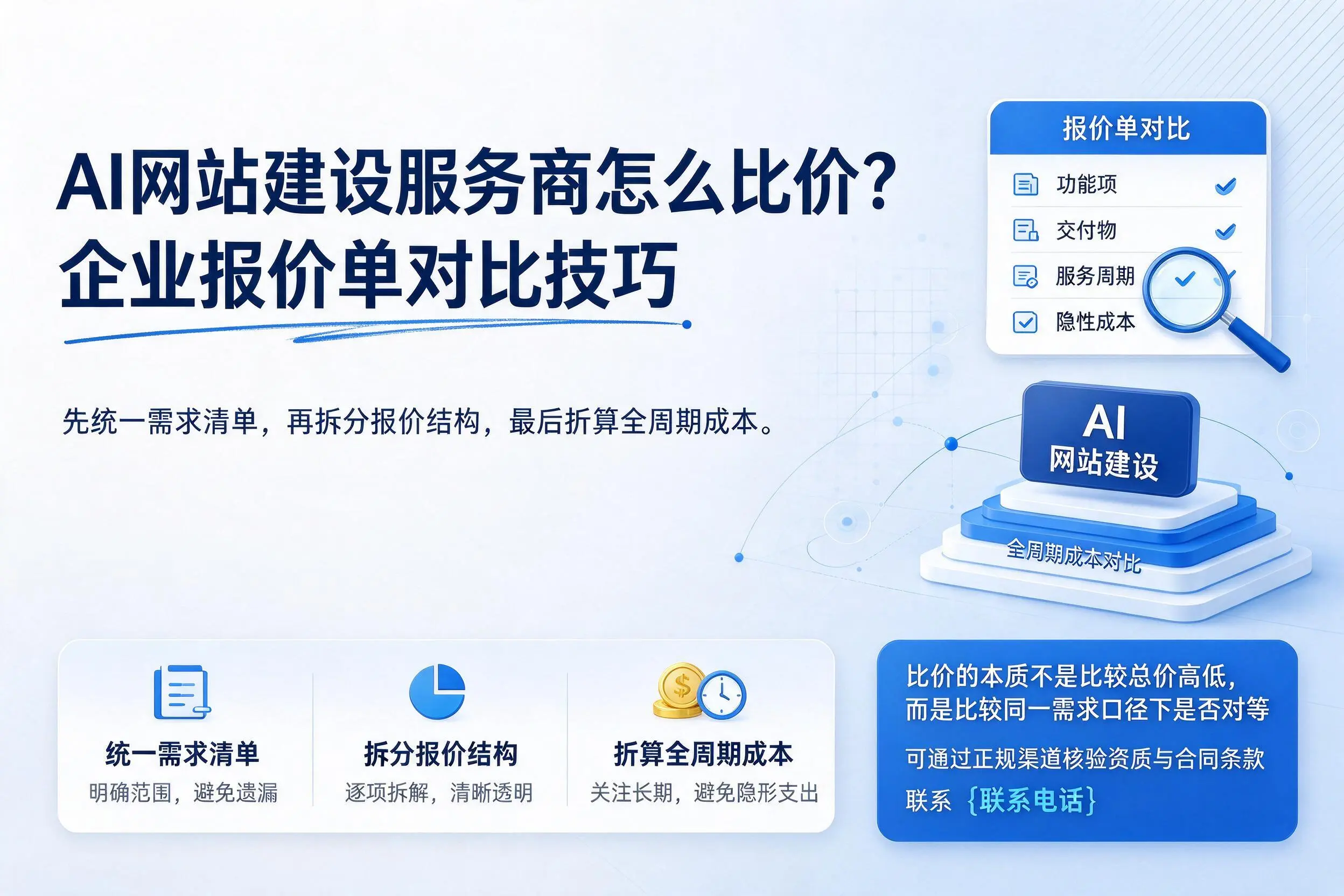 AI网站建设服务商怎么比价?恩施企业报价单对比技巧