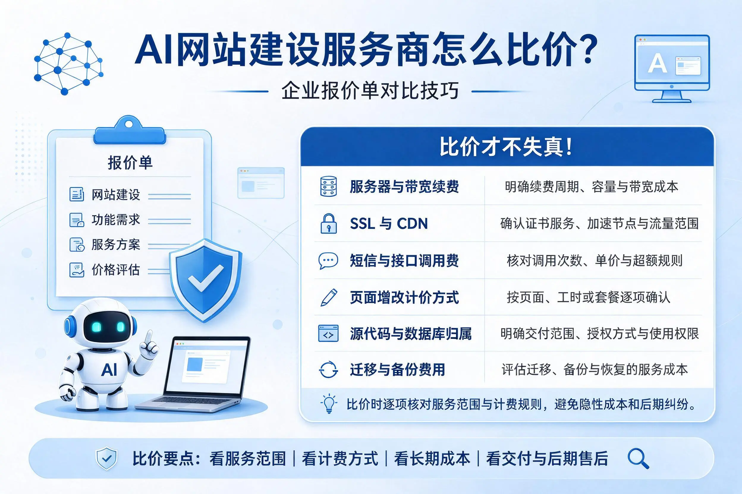 AI网站建设服务商怎么比价?恩施企业报价单对比技巧